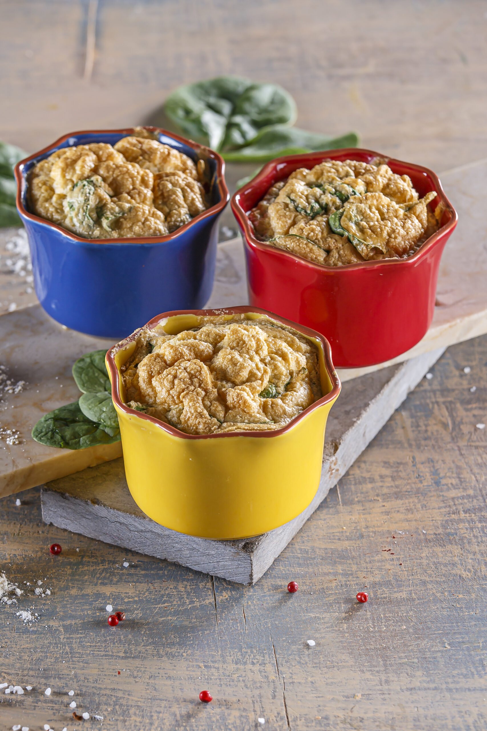 Soufflé de talos e folhas