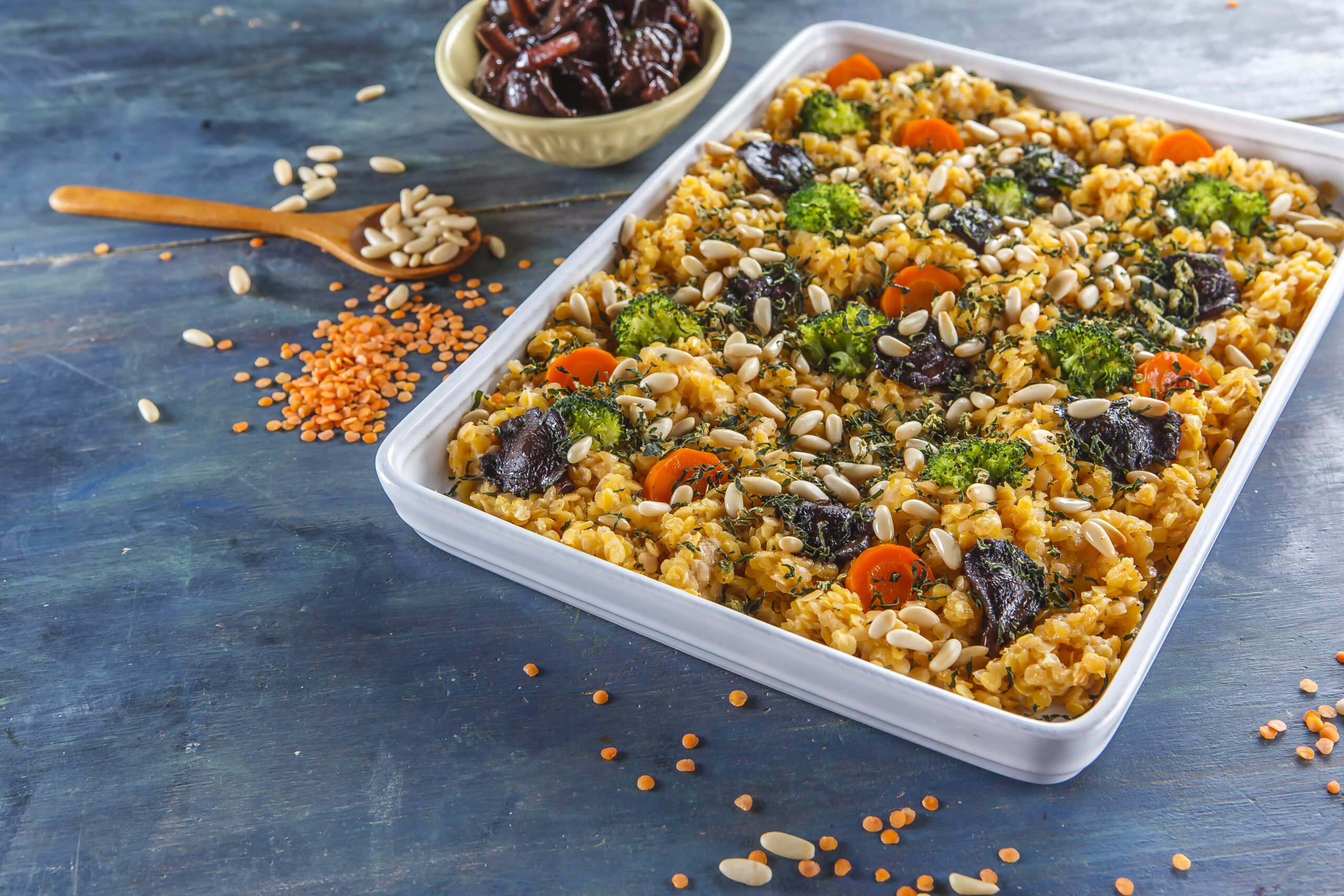 Tabuleiro cremoso de lentilhas e pinhões @Teleculinária