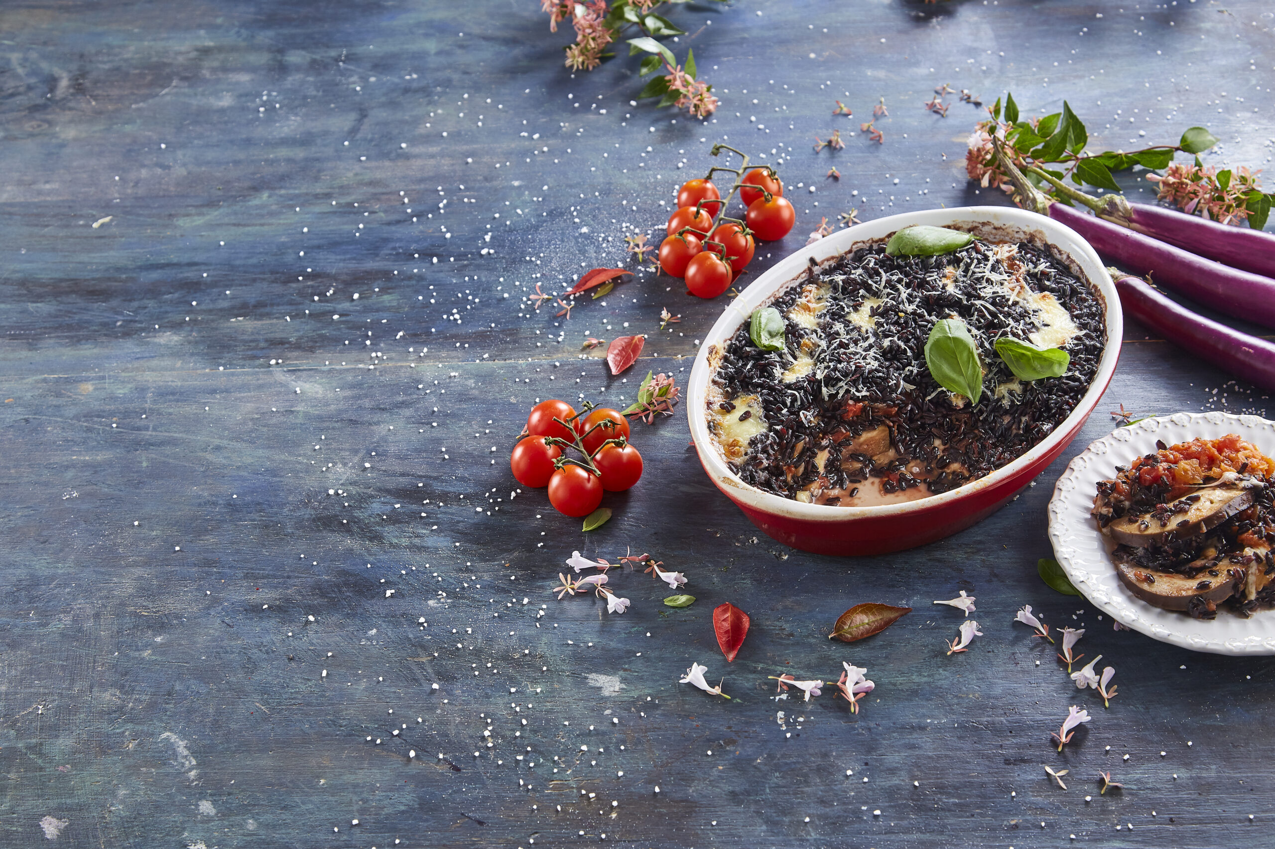 Tabuleiro de arroz negro e beringela @Teleculinária