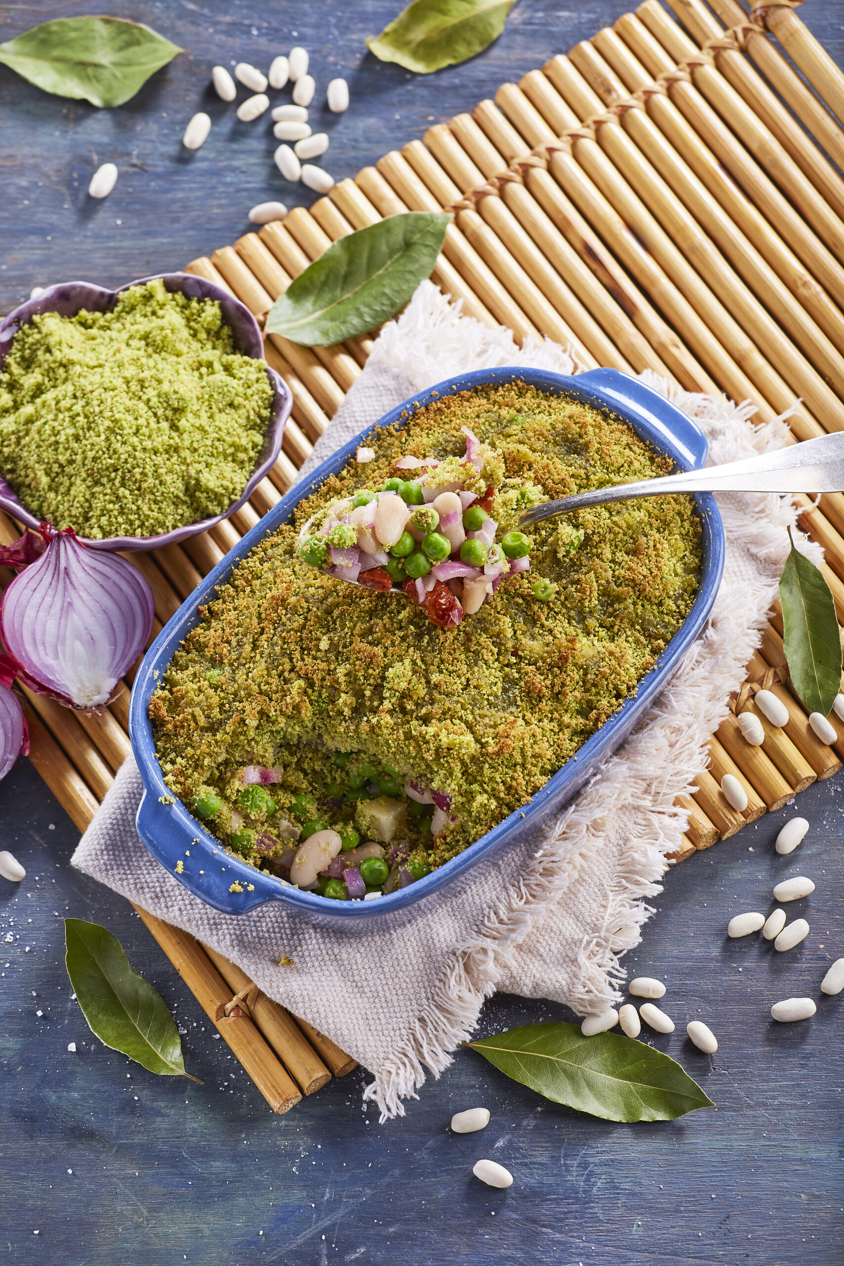 Tabuleiro de feijão gratinado