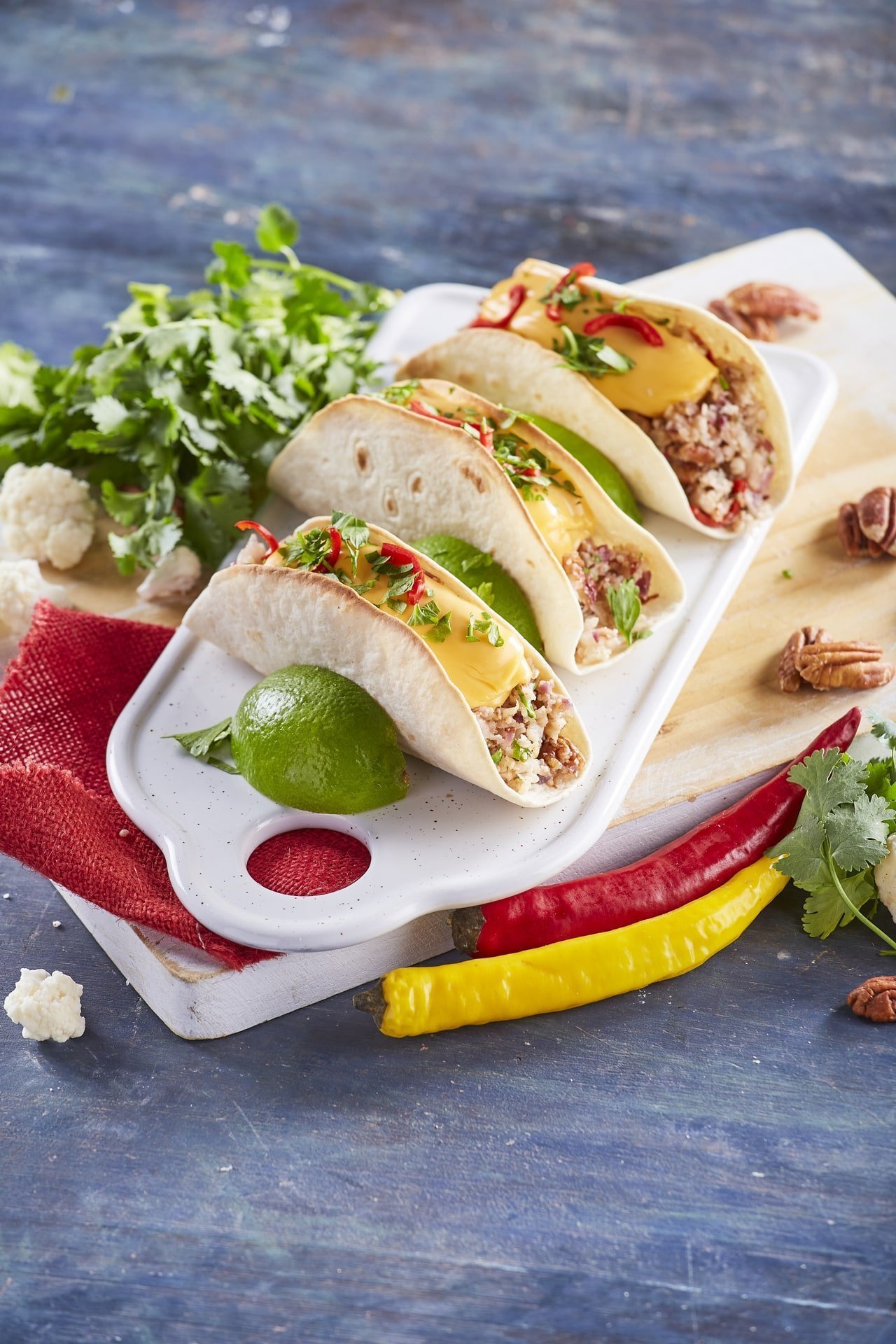 Tacos de couve-flor e noz pecan