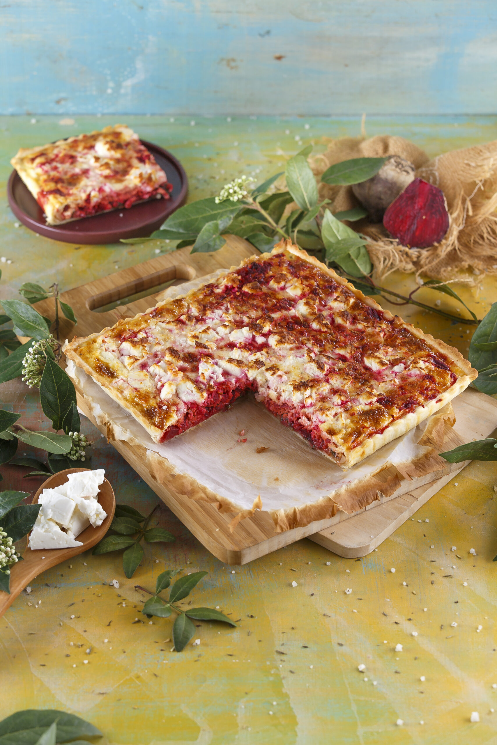 Tarte de beterraba e queijo feta