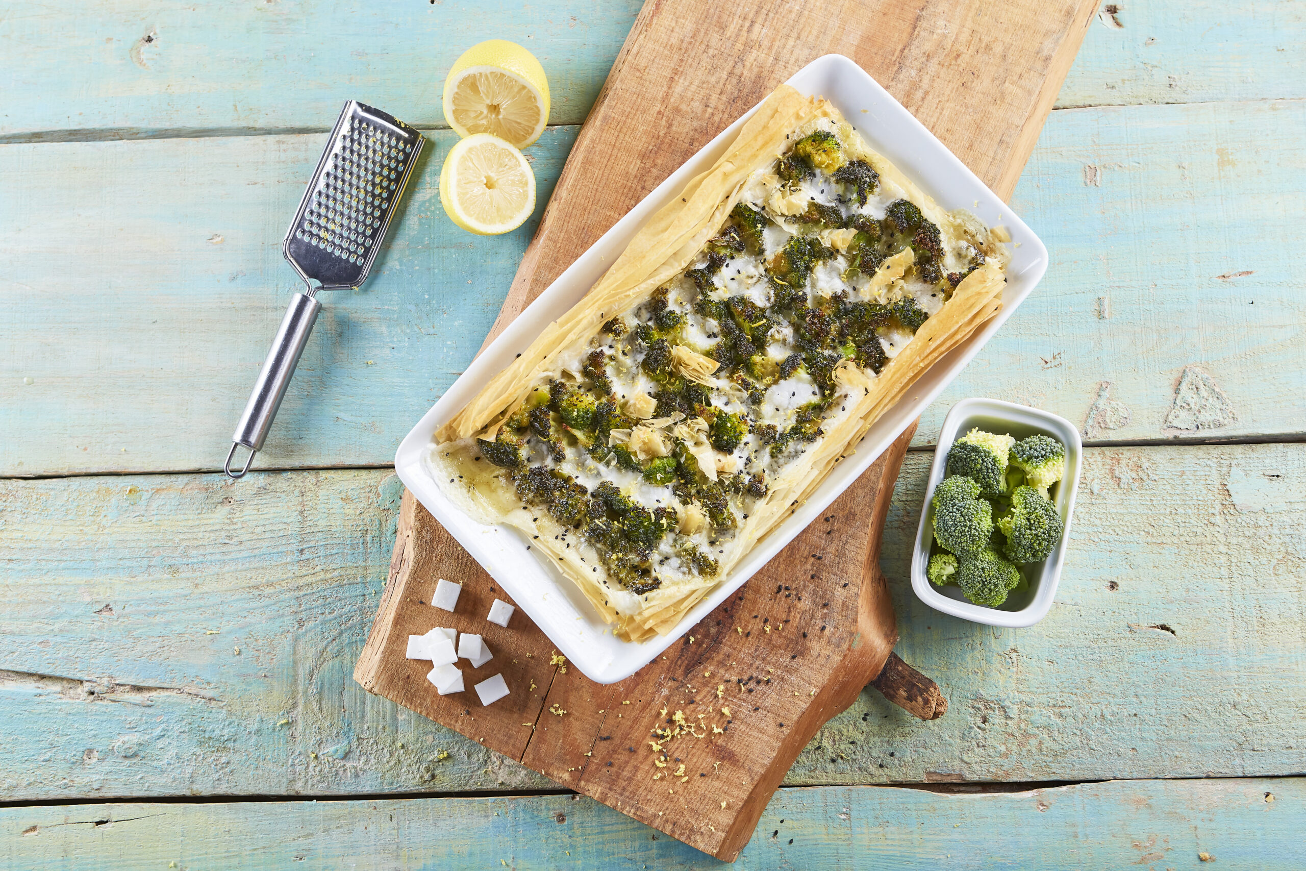 Tarte filo de brócolos e queijo @Teleculinária