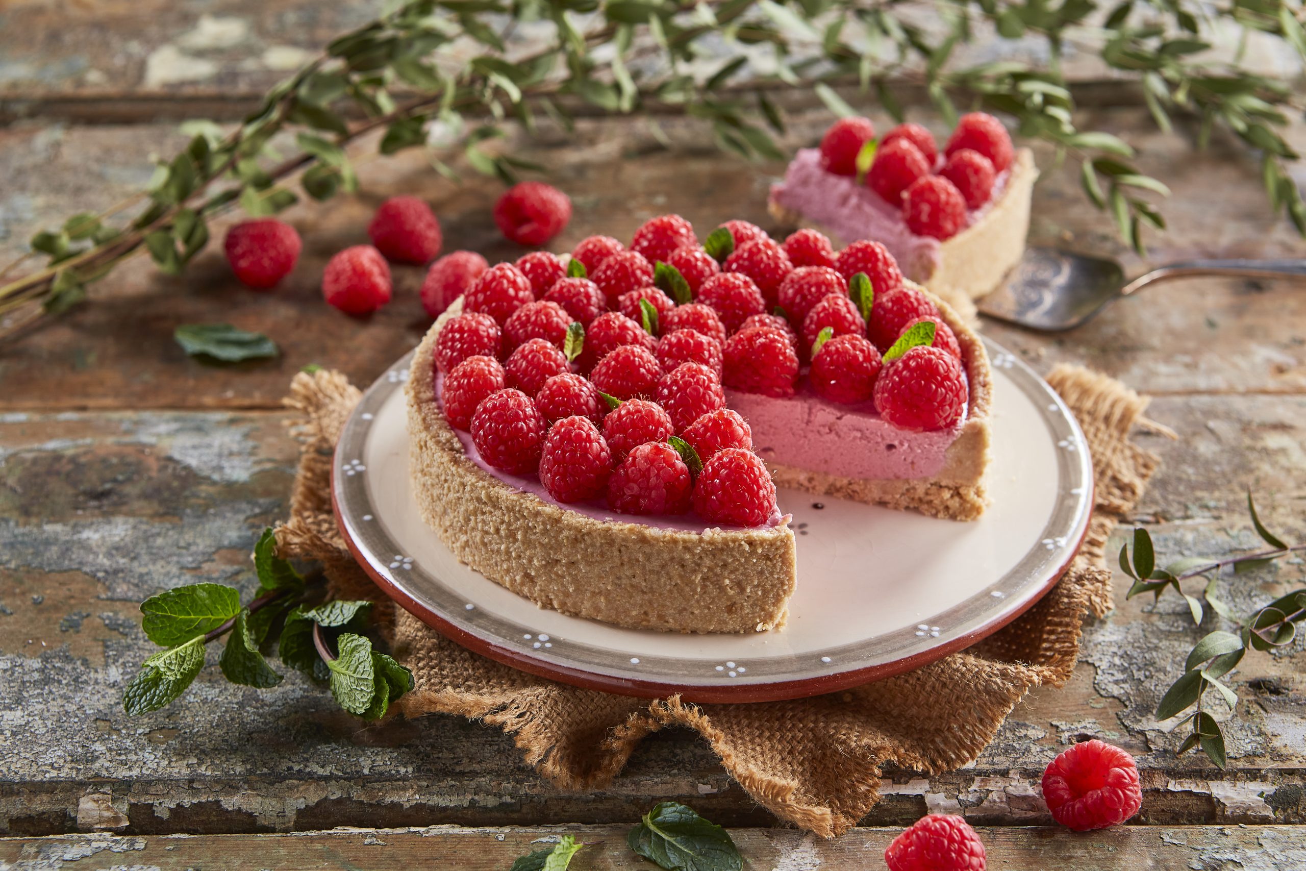 Tarte de framboesas vegan