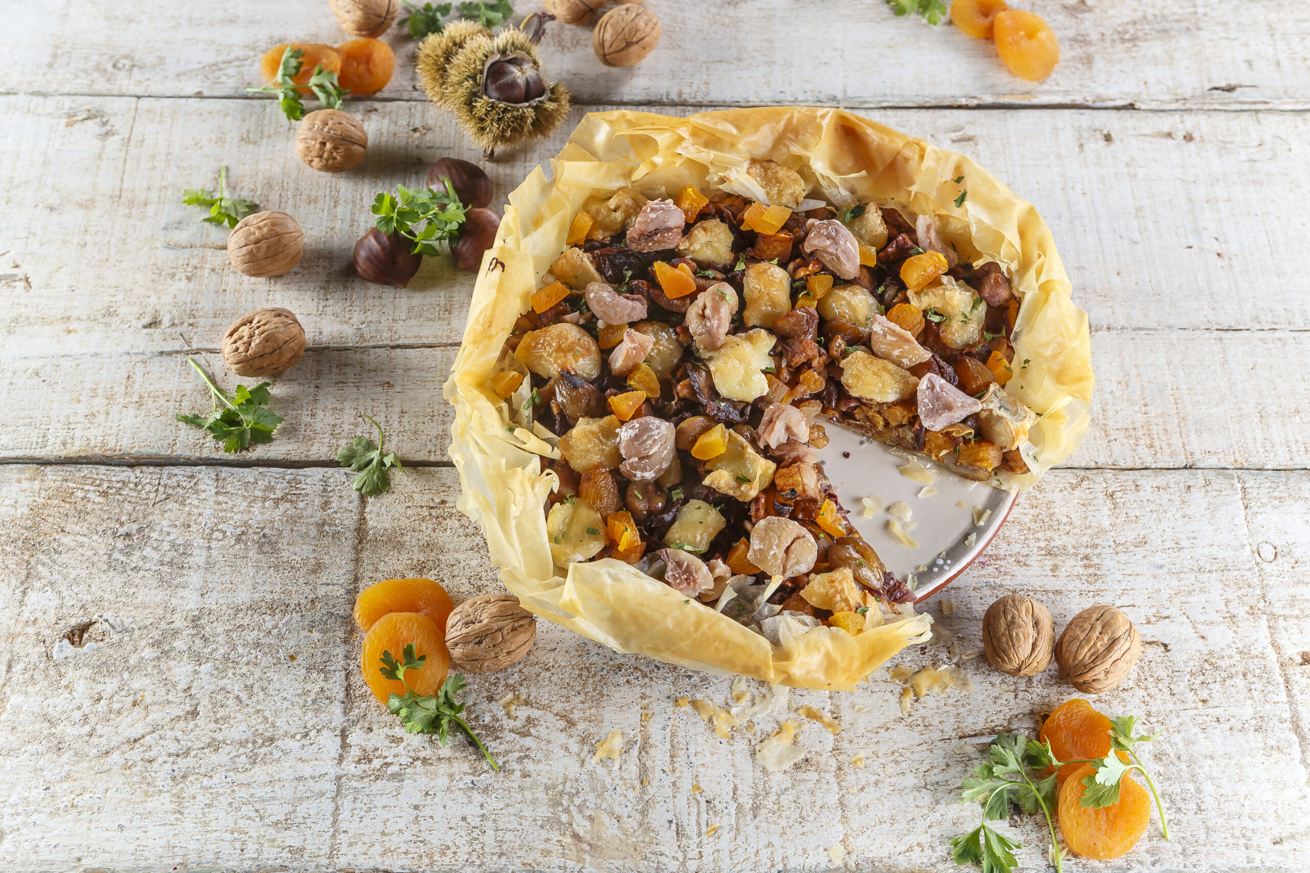 Tarte de massa filo com castanhas @TeleCulinária