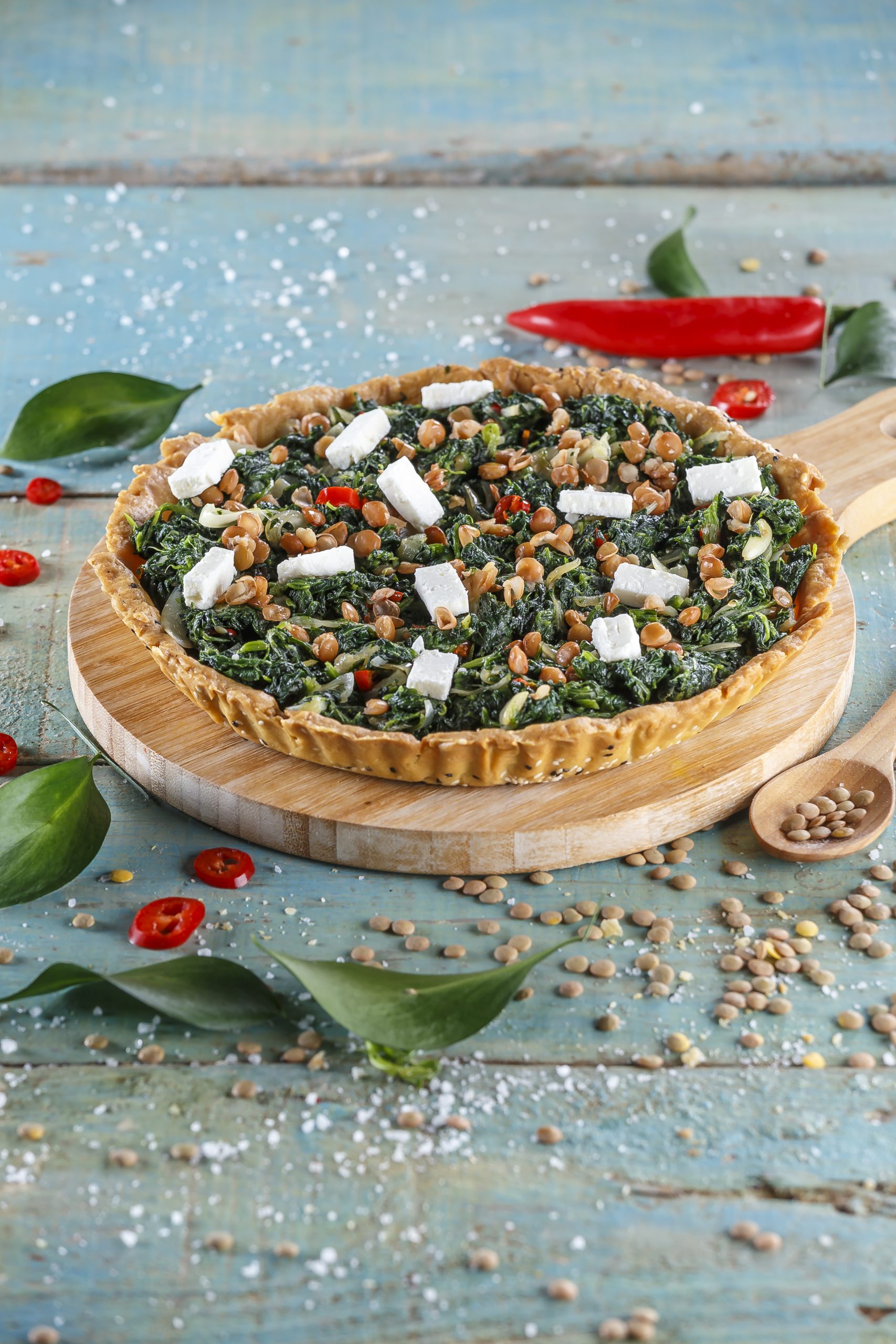 Tarte picante de espinafres
