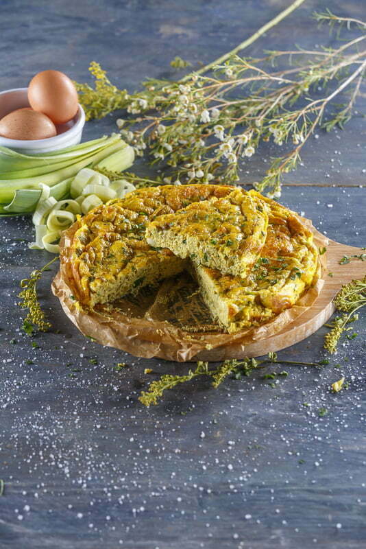 Tortilha com alho-francês