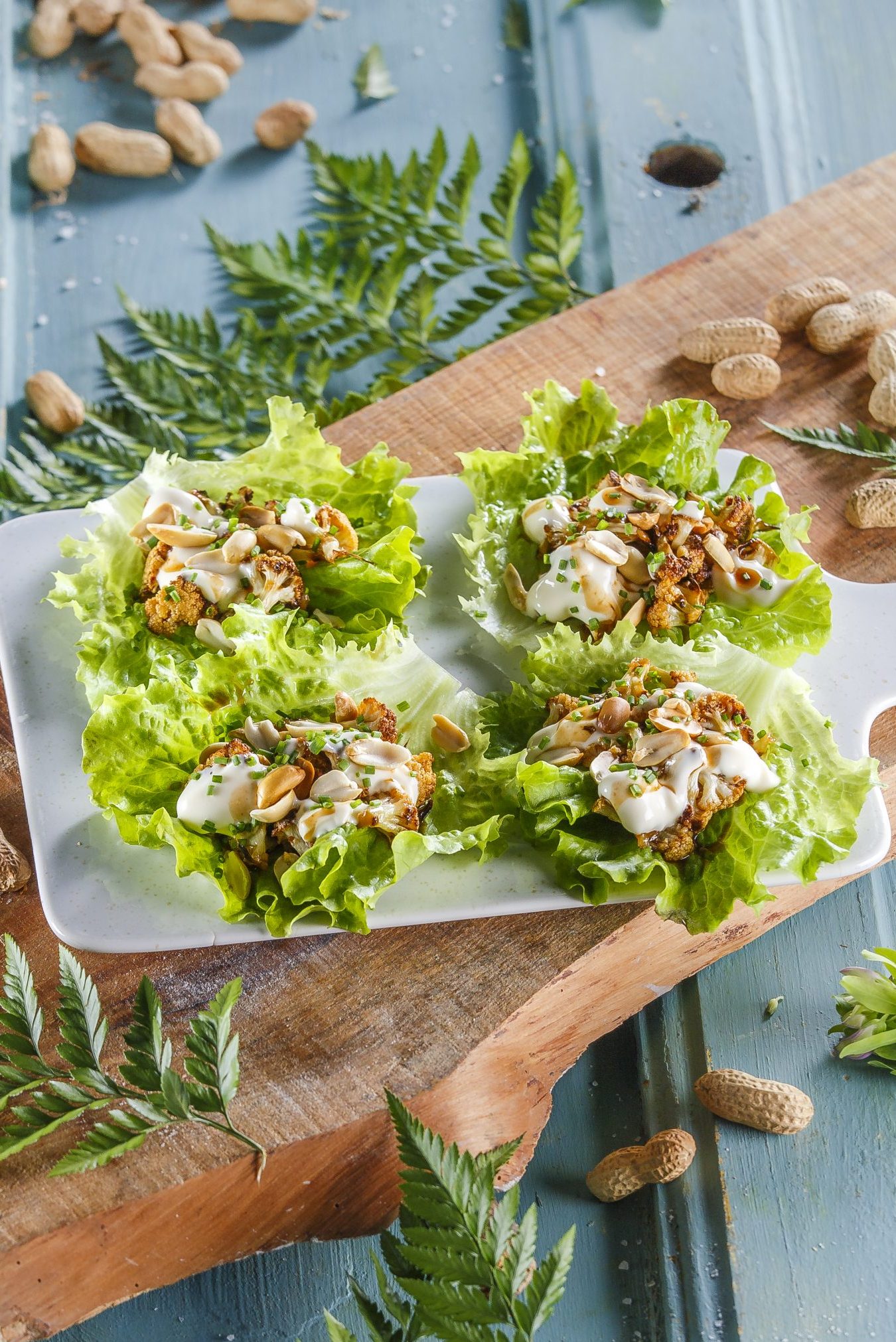 Wraps de alface e couve-flor