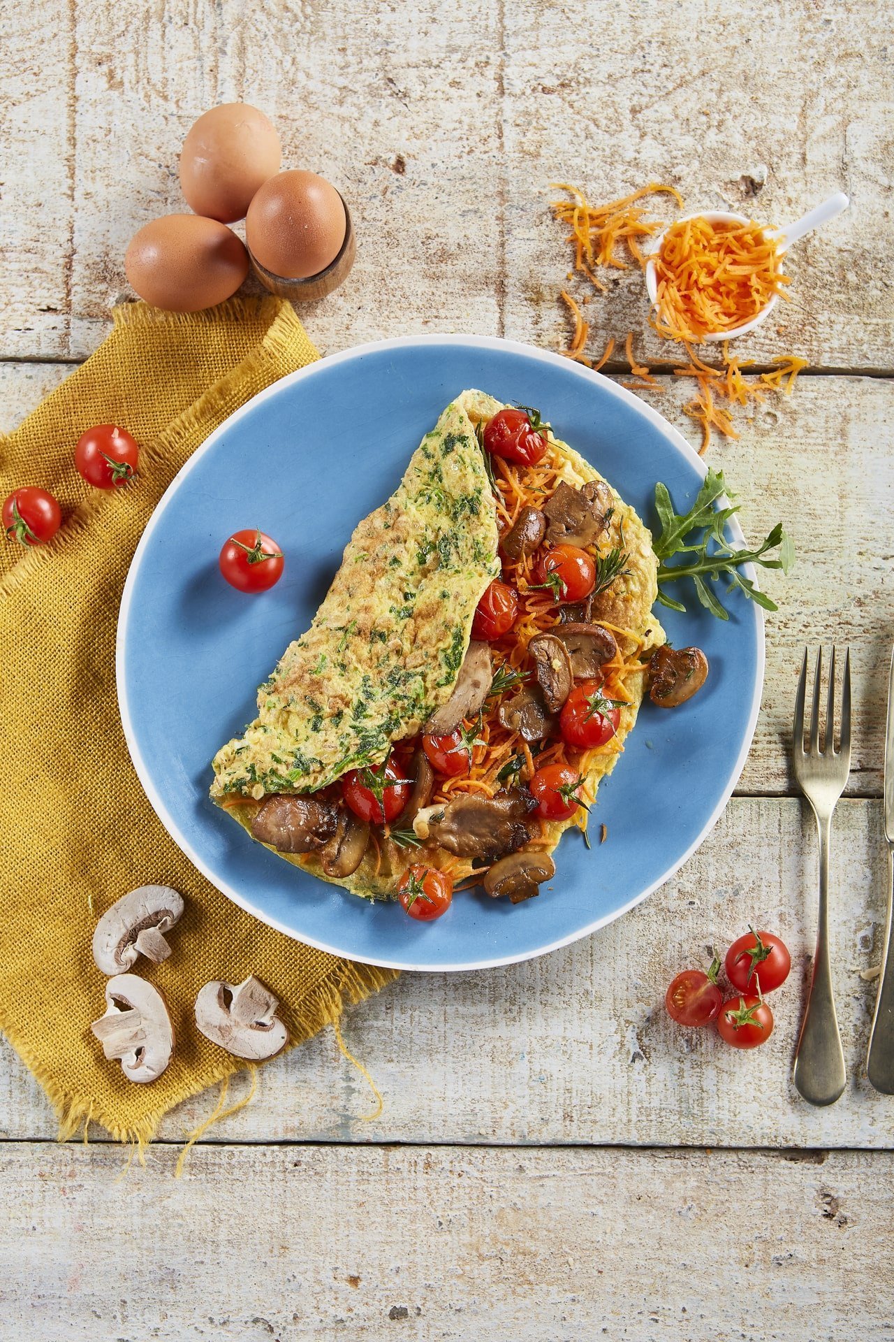 Wraps de ovo com legumes