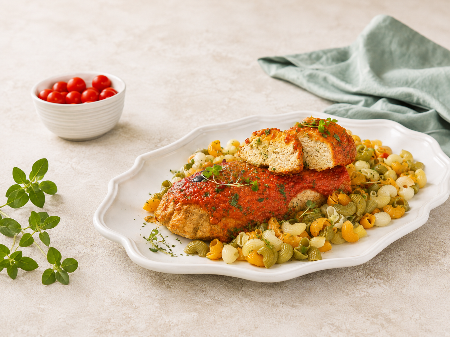 Pescada fingida com molho de tomate