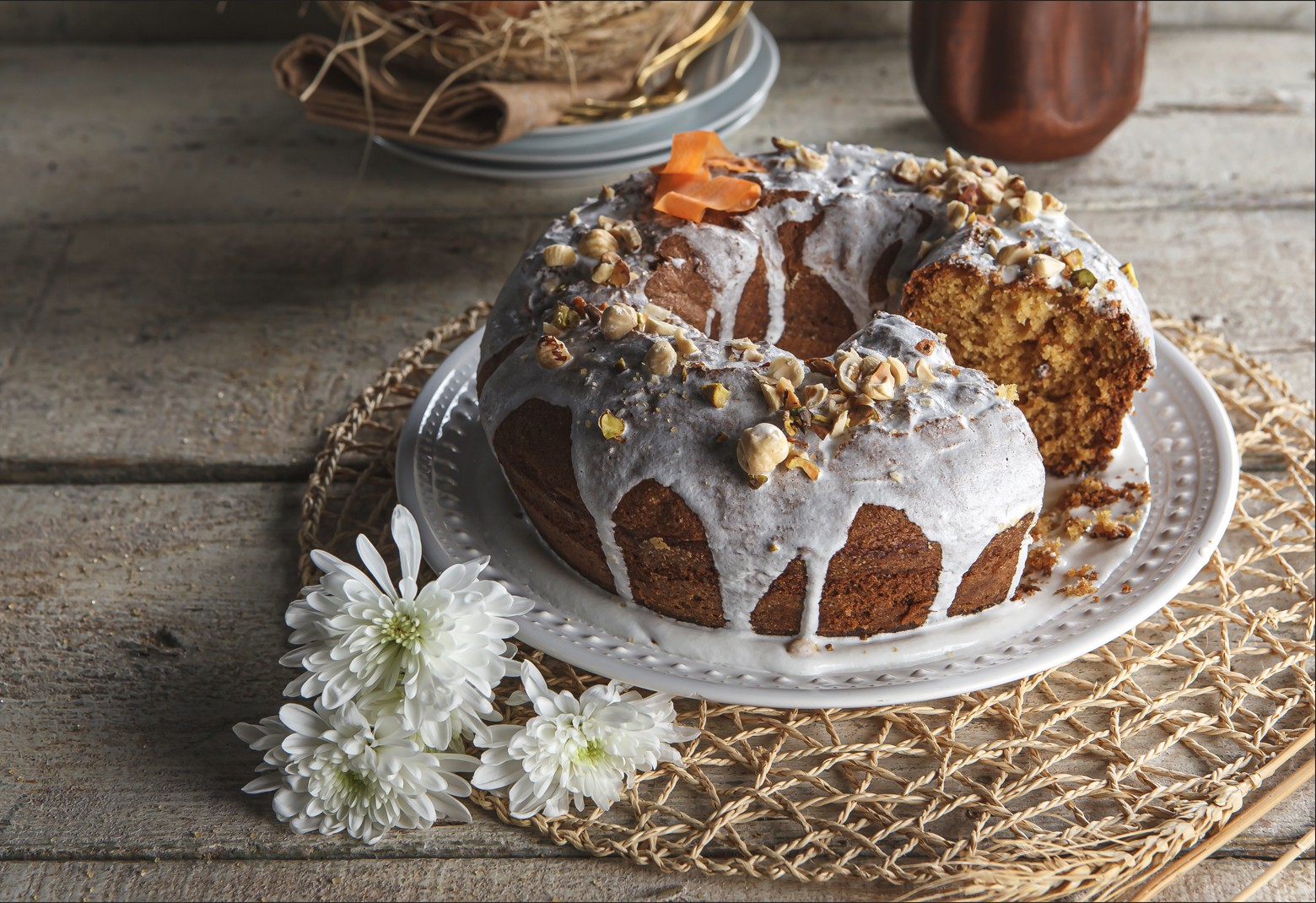 Bolo de cenoura e frutos secos