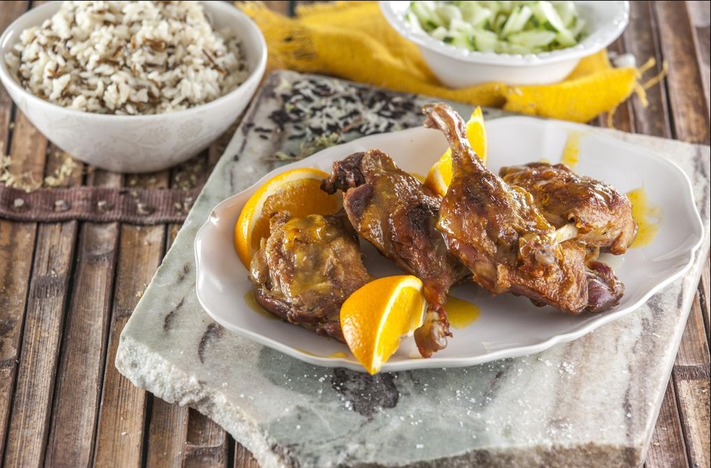 Pernas de pato com laranja
