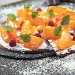 Pizza de chocolate com dióspiros